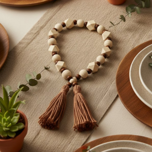 Colar Decorativo para Mesa com Tassel Fio de Algodão Artesanal