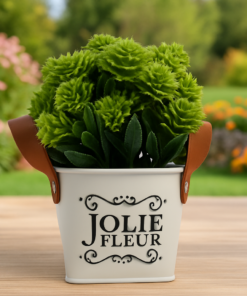 Arranjo de Planta Artificial em Vaso de Metal