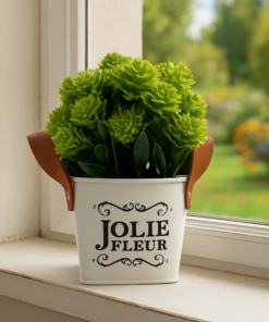 Arranjo de Planta Artificial em Vaso de Metal