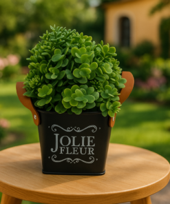 Arranjo de Planta Artificial em Vaso de Metal