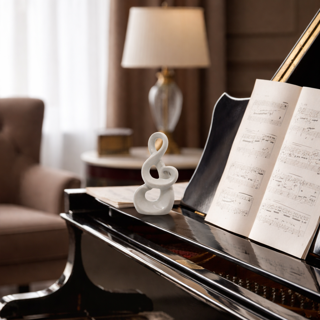 Nota Musical estatua para decoração Brack White