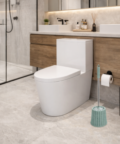 Escova Sanitária com Suporte de metal Bege e Azul