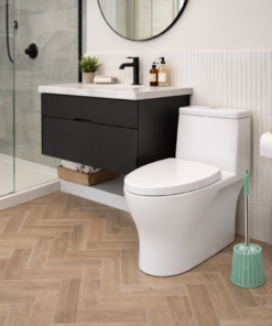 Escova Sanitária com Suporte de metal Bege e Azul