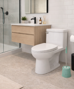 Escova Sanitária com Suporte de metal Bege e Azul