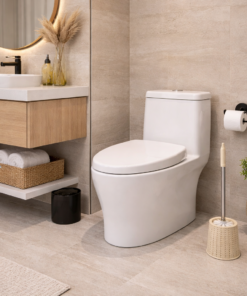 Escova Sanitária com Suporte de metal Bege e Azul