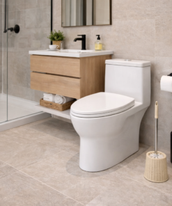 Escova Sanitária com Suporte de metal Bege e Azul