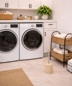 Escova Sanitária com Suporte de metal Bege e Azul