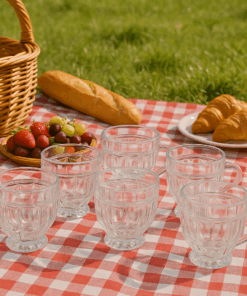 Kit 6 Xícara de Vidro Lapidada 250ml