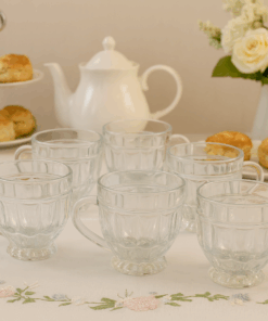 Kit 6 Xícara de Vidro Lapidada 250ml