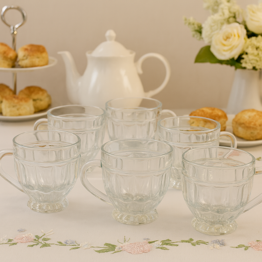 Kit 6 Xícara de Vidro Lapidada 250ml