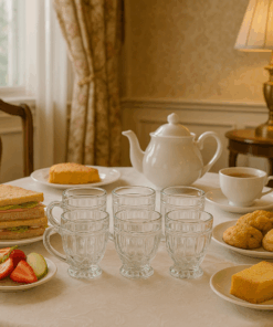 Kit 6 Xícara de Vidro Lapidada 250ml