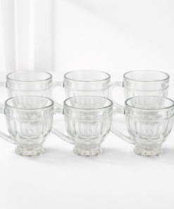 Kit 6 Xícaras de Vidro Lapidada 180mla