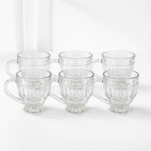 Kit 6 Xícaras de Vidro Lapidada 180mla