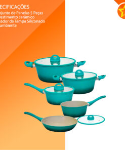 Conjunto de Panelas de Indução Verde 5 Peças
