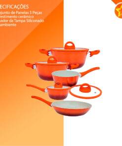 Conjunto de Panelas de Indução Vermelho 5 Peças