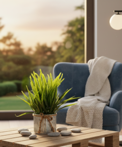 Arranjo de Planta Artificial Vaso em Ferro