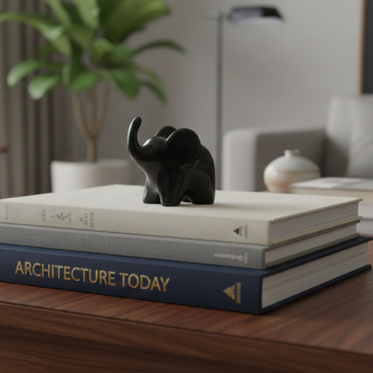 Mini Estatueta de Elefante Black White