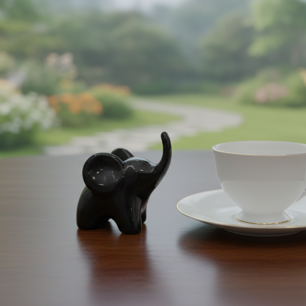 Mini Estatueta de Elefante Black White