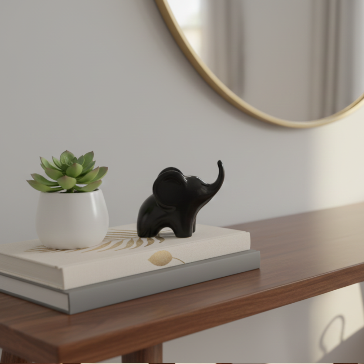 Mini Estatueta de Elefante Black White
