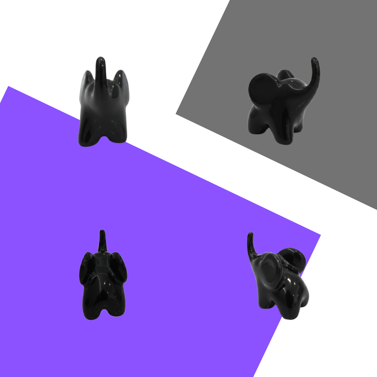 Mini Estatueta de Elefante Black White