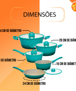 Conjunto de Panelas de Indução Verde 5 Peças
