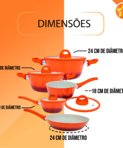 Conjunto de Panelas de Indução Vermelho 5 Peças