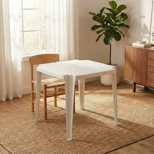 Mesa Plástica Branca Quadrada Plastex Cabo Branco