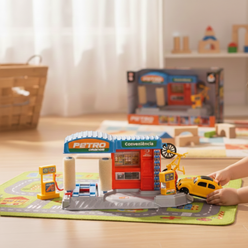 Posto de Brinquedo Petro Orange com Carrinho Buggy Roma Brinquedos