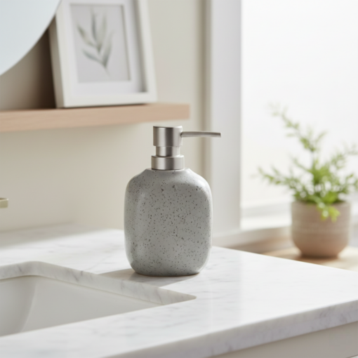 Porta Sabonete Líquido Cerâmica Granilite Bath Cinza 430ml Lyor
