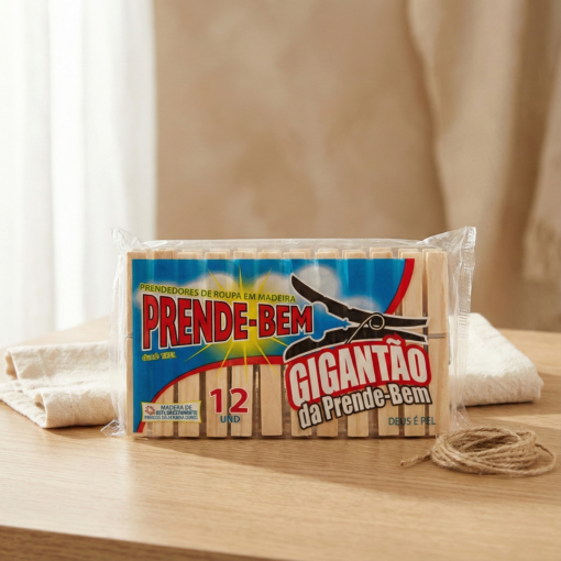 prendedor de madeira com 12 unidades gigante