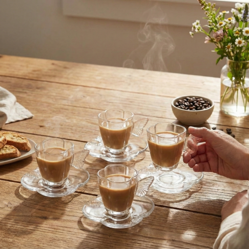 Conjunto 4 Xícaras de Café com Pires Butterfly 80ml Wolff