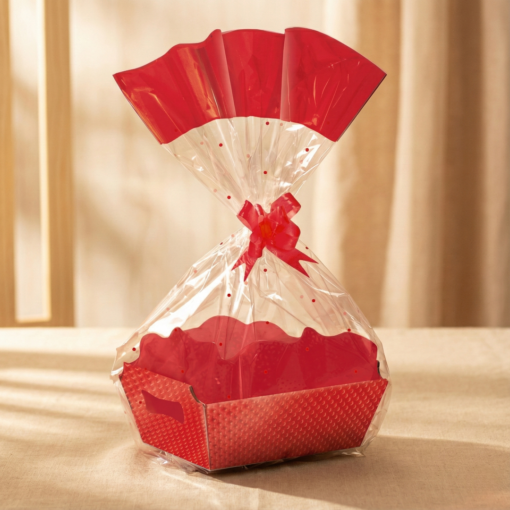 Kit Cesta Organizadora Cristalino Vermelho Tamanho G KT Brindes