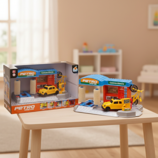 Posto de Brinquedo Petro Orange com Carrinho Buggy Roma Brinquedos