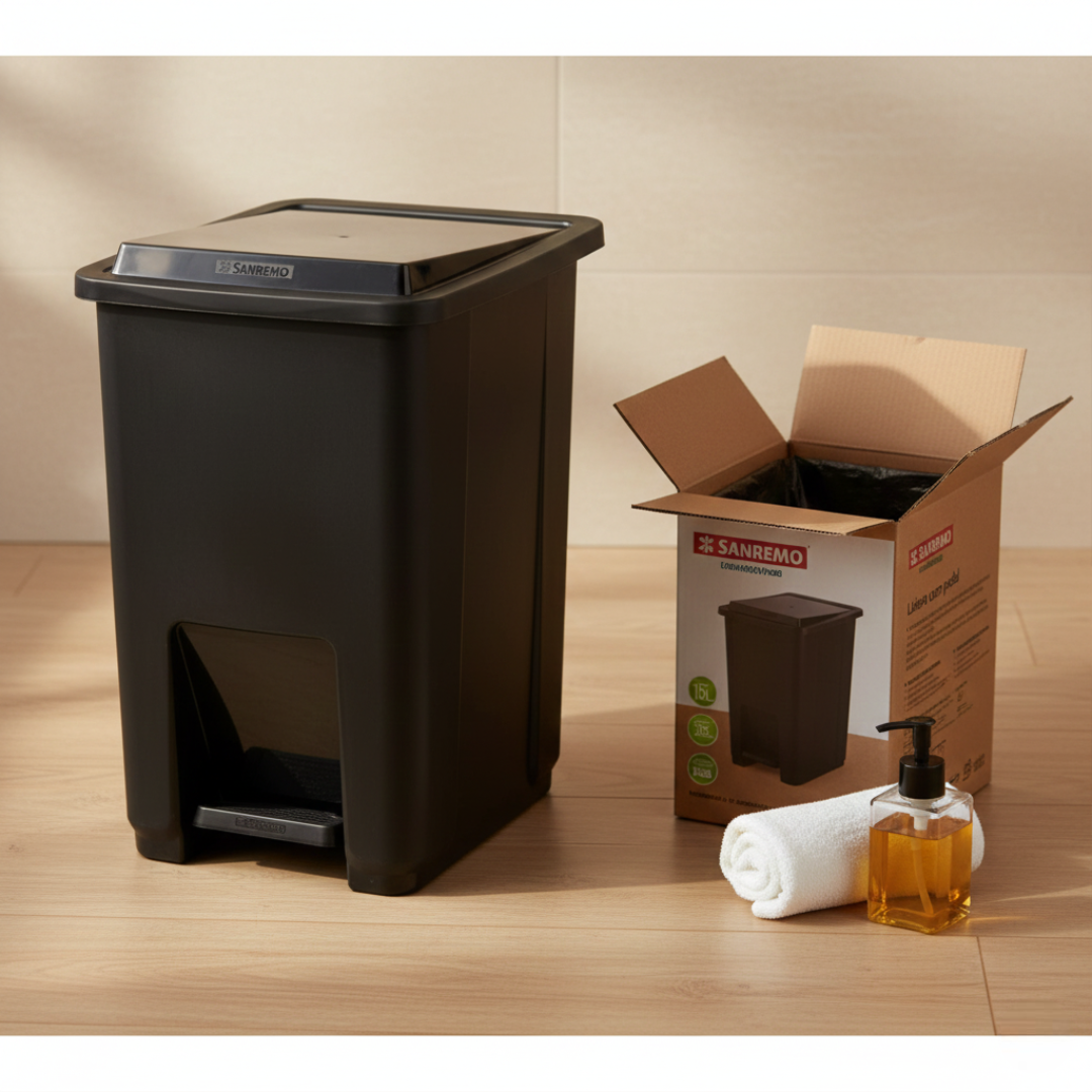 LIXEIRA C/ PEDAL PLASTICO SANREMO 15L