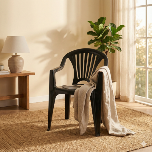 Poltrona Plástica Preta Arqplast
