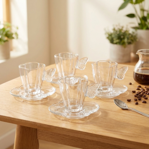 Conjunto 4 Xícaras de Café com Pires Butterfly 80ml Wolff