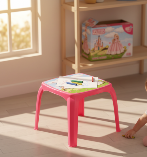 Mesa Infantil Decorada Rosa Princesas Usual Plastic