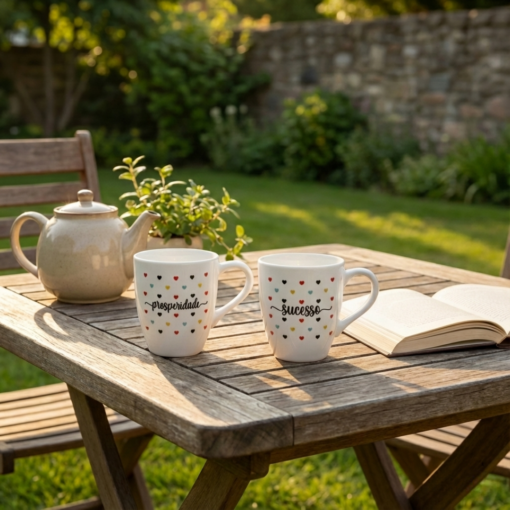 Caneca Glamour 250ml Branca Caneca de Porcelana Decorada Western