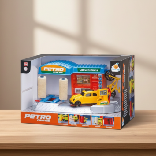 Posto de Brinquedo Petro Orange com Carrinho Buggy Roma Brinquedos