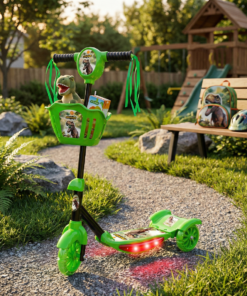 patinete infantil dinossauro Luz e Som