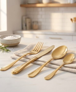 Faqueiro Positano Dourado 24 Peças Lyor