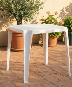 Mesa Plástica Branca Quadrada Cabo Branco