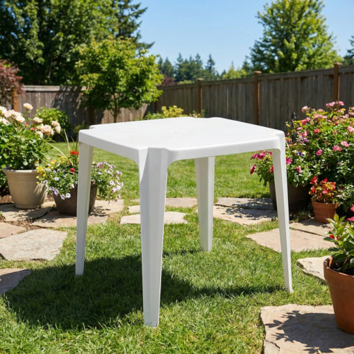 Mesa Plástica Branca Quadrada Plastex Cabo Branco