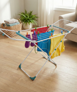 varal de chão em aço dobrável