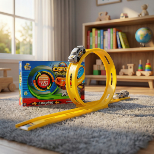 Pista Looping Crazy Streets com Carrinho de Velocidade BS Toys