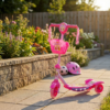 Patinete infantil com cesta rosa musical e luz DM Toys
