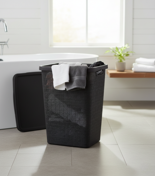 Cesto de Roupa Linha Juta 45 Litros Preto Jaguar Utilidades