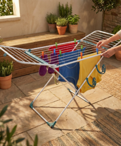 varal de chão em aço dobrável