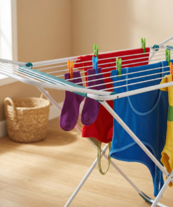 varal de chão em aço dobrável