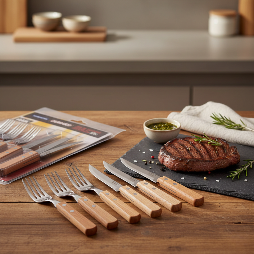 jogo de talheres tramontina madeira